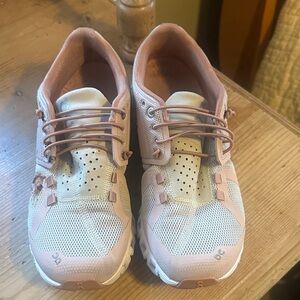 On Running Blush and Cream Sneakers